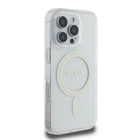 Guess GUHMP16LHFGERET iPhone 16 Pro 6.3" przeźroczysty/transparent hardcase IML Glitter Circle MagSafe Guess