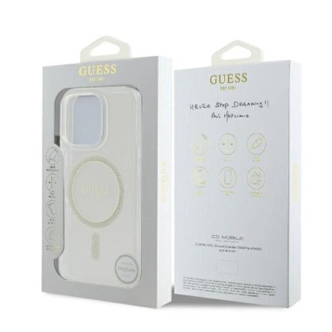 Guess GUHMP16LHFGERET iPhone 16 Pro 6.3" przeźroczysty/transparent hardcase IML Glitter Circle MagSafe Guess