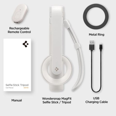 Selfie stick Spigen S571W MagSafe Bluetooth z tripodem - beżowy