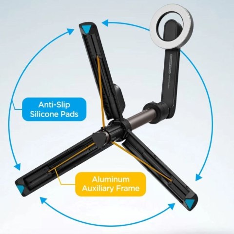 Selfie stick Spigen S571W MagSafe Bluetooth z tripodem - czarny