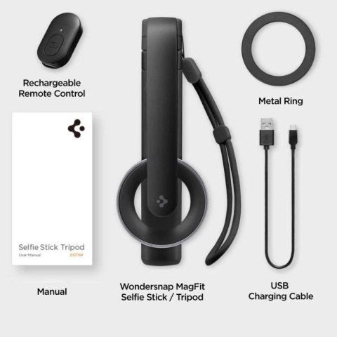 Selfie stick Spigen S571W MagSafe Bluetooth z tripodem - czarny