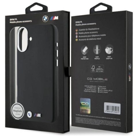 Etui BMW M Smooth Full Wrapped Metal MagSafe na iPhone 16 - czarne BMW