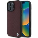 Etui BMW Sign Leather Diamond Metal Logo MagSafe na iPhone 16 Pro Max - czerwone BMW
