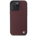 Etui BMW Sign Leather Diamond Metal Logo MagSafe na iPhone 16 Pro Max - czerwone BMW