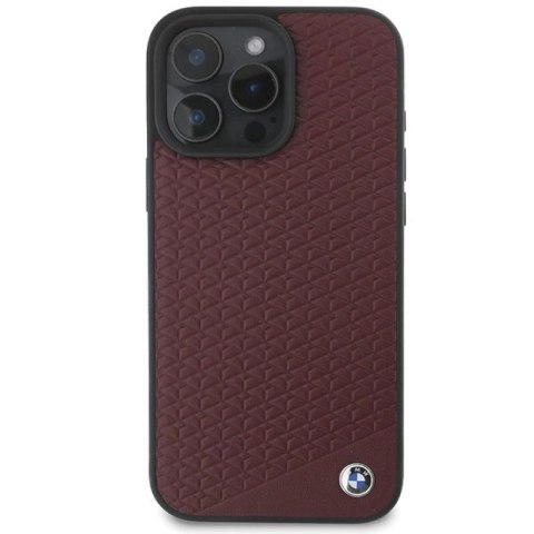 Etui BMW Sign Leather Diamond Metal Logo MagSafe na iPhone 16 Pro Max - czerwone BMW