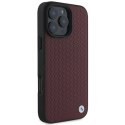 Etui BMW Sign Leather Diamond Metal Logo MagSafe na iPhone 16 Pro Max - czerwone BMW