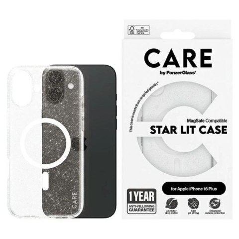 Etui CARE by PanzerGlass Flagship Star Lit Case z MagSafe na iPhone 16 Plus - białe PanzerGlass
