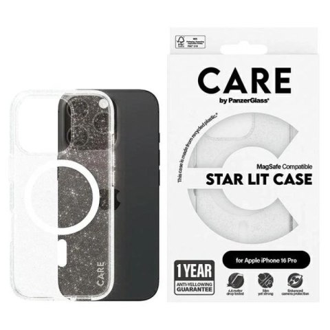 Etui CARE by PanzerGlass Flagship Star Lit Case z MagSafe na iPhone 16 Pro - białe PanzerGlass