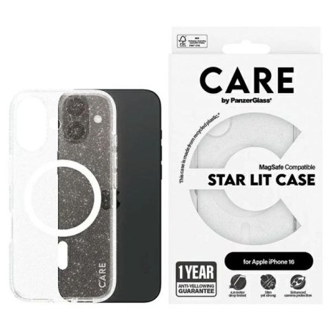 Etui CARE by PanzerGlass Flagship Star Lit Case z MagSafe na iPhone 16 - białe PanzerGlass