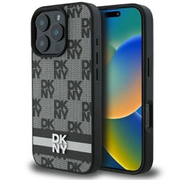Etui DKNY Checkered Pattern & Printed Stripes na iPhone 16 Pro Max - czarne DKNY
