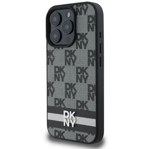 Etui DKNY Checkered Pattern & Printed Stripes na iPhone 16 Pro Max - czarne DKNY