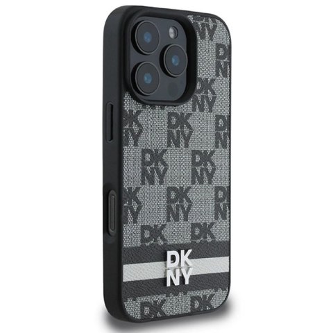 Etui DKNY Checkered Pattern & Printed Stripes na iPhone 16 Pro Max - czarne DKNY