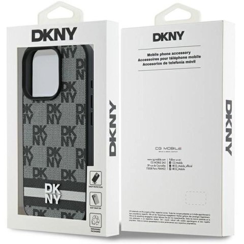 Etui DKNY Checkered Pattern & Printed Stripes na iPhone 16 Pro Max - czarne DKNY