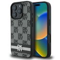 Etui DKNY Checkered Pattern & Printed Stripes na iPhone 16 Pro - czarne DKNY