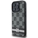 Etui DKNY Checkered Pattern & Printed Stripes na iPhone 16 Pro - czarne DKNY