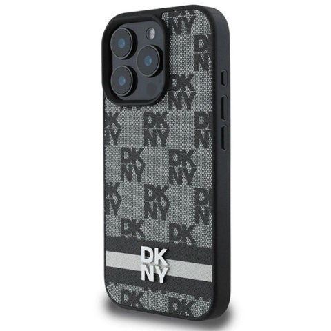 Etui DKNY Checkered Pattern & Printed Stripes na iPhone 16 Pro - czarne DKNY