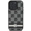 Etui DKNY Checkered Pattern & Printed Stripes na iPhone 16 Pro - czarne DKNY