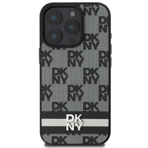 Etui DKNY Checkered Pattern & Printed Stripes na iPhone 16 Pro - czarne DKNY