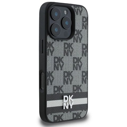 Etui DKNY Checkered Pattern & Printed Stripes na iPhone 16 Pro - czarne DKNY