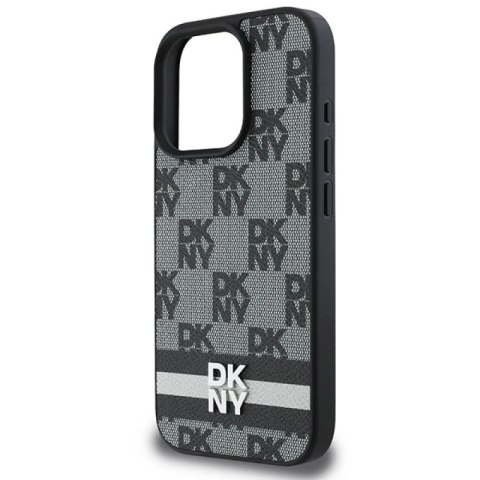Etui DKNY Checkered Pattern & Printed Stripes na iPhone 16 Pro - czarne DKNY