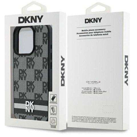 Etui DKNY Checkered Pattern & Printed Stripes na iPhone 16 Pro - czarne DKNY