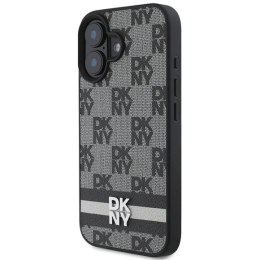 Etui DKNY Checkered Pattern & Printed Stripes na iPhone 16 - czarne DKNY