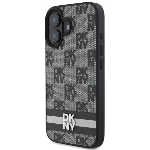 Etui DKNY Checkered Pattern & Printed Stripes na iPhone 16 - czarne DKNY