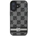 Etui DKNY Checkered Pattern & Printed Stripes na iPhone 16 - czarne DKNY