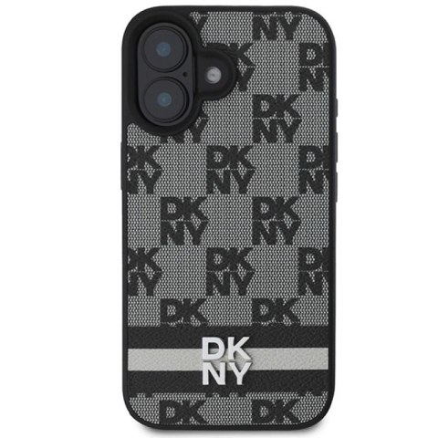 Etui DKNY Checkered Pattern & Printed Stripes na iPhone 16 - czarne DKNY