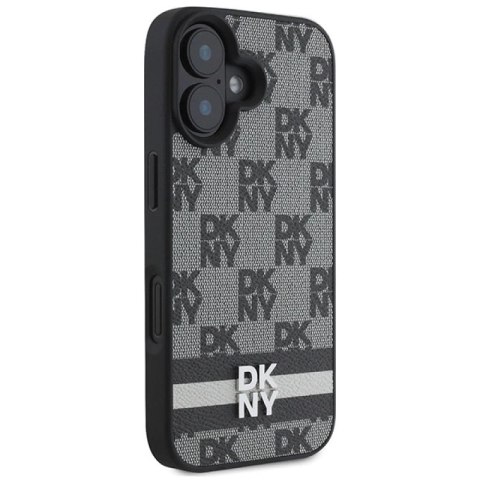 Etui DKNY Checkered Pattern & Printed Stripes na iPhone 16 - czarne DKNY
