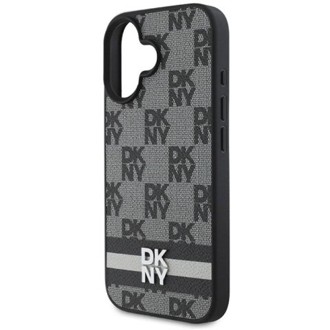 Etui DKNY Checkered Pattern & Printed Stripes na iPhone 16 - czarne DKNY