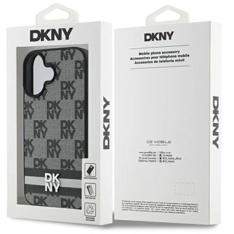 Etui DKNY Checkered Pattern & Printed Stripes na iPhone 16 - czarne DKNY