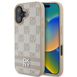 Etui DKNY Checkered Pattern & Printed Stripes na iPhone 16 - różowe DKNY