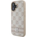 Etui DKNY Checkered Pattern & Printed Stripes na iPhone 16 - różowe DKNY