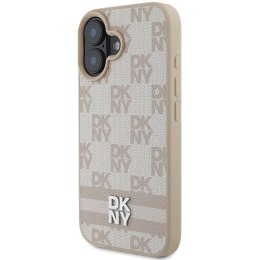 Etui DKNY Checkered Pattern & Printed Stripes na iPhone 16 - różowe DKNY