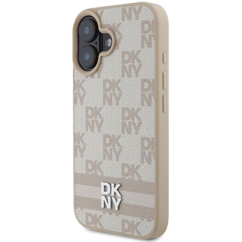 Etui DKNY Checkered Pattern & Printed Stripes na iPhone 16 - różowe DKNY