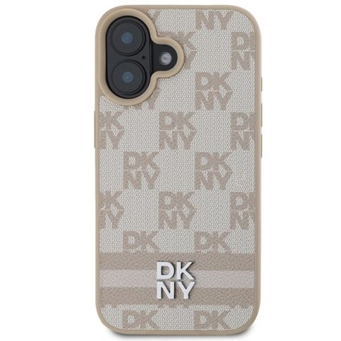 Etui DKNY Checkered Pattern & Printed Stripes na iPhone 16 - różowe DKNY