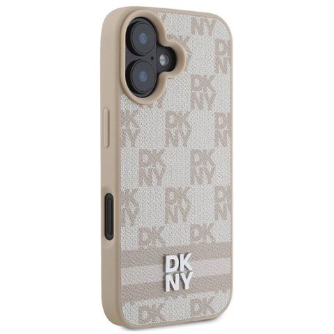 Etui DKNY Checkered Pattern & Printed Stripes na iPhone 16 - różowe DKNY