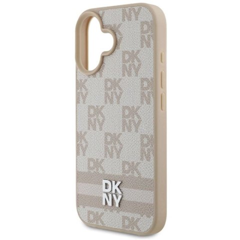 Etui DKNY Checkered Pattern & Printed Stripes na iPhone 16 - różowe DKNY