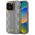 Etui DKNY Leather Checkered Mono Pattern MagSafe na iPhone 14 Pro - beżowe DKNY