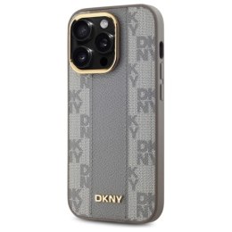 Etui DKNY Leather Checkered Mono Pattern MagSafe na iPhone 14 Pro - beżowe DKNY