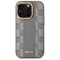Etui DKNY Leather Checkered Mono Pattern MagSafe na iPhone 14 Pro - beżowe DKNY