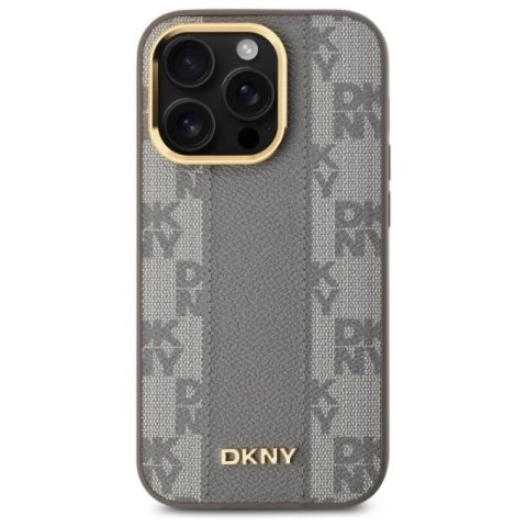 Etui DKNY Leather Checkered Mono Pattern MagSafe na iPhone 14 Pro - beżowe DKNY