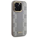 Etui DKNY Leather Checkered Mono Pattern MagSafe na iPhone 14 Pro - beżowe DKNY