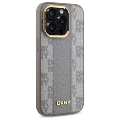Etui DKNY Leather Checkered Mono Pattern MagSafe na iPhone 14 Pro - beżowe DKNY