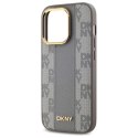 Etui DKNY Leather Checkered Mono Pattern MagSafe na iPhone 14 Pro - beżowe DKNY