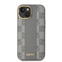 Etui DKNY Leather Checkered Mono Pattern MagSafe na iPhone 14 - beżowe DKNY