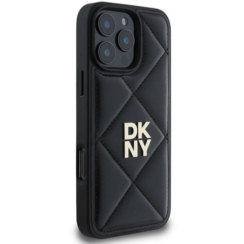 Etui DKNY Quilted Stack Logo na iPhone 16 Pro - czarne DKNY