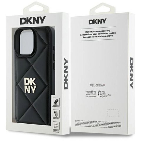 Etui DKNY Quilted Stack Logo na iPhone 16 Pro - czarne DKNY
