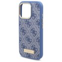 Etui Guess 4G Logo Plate MagSafe na iPhone 16 Pro Max - niebieskie Guess